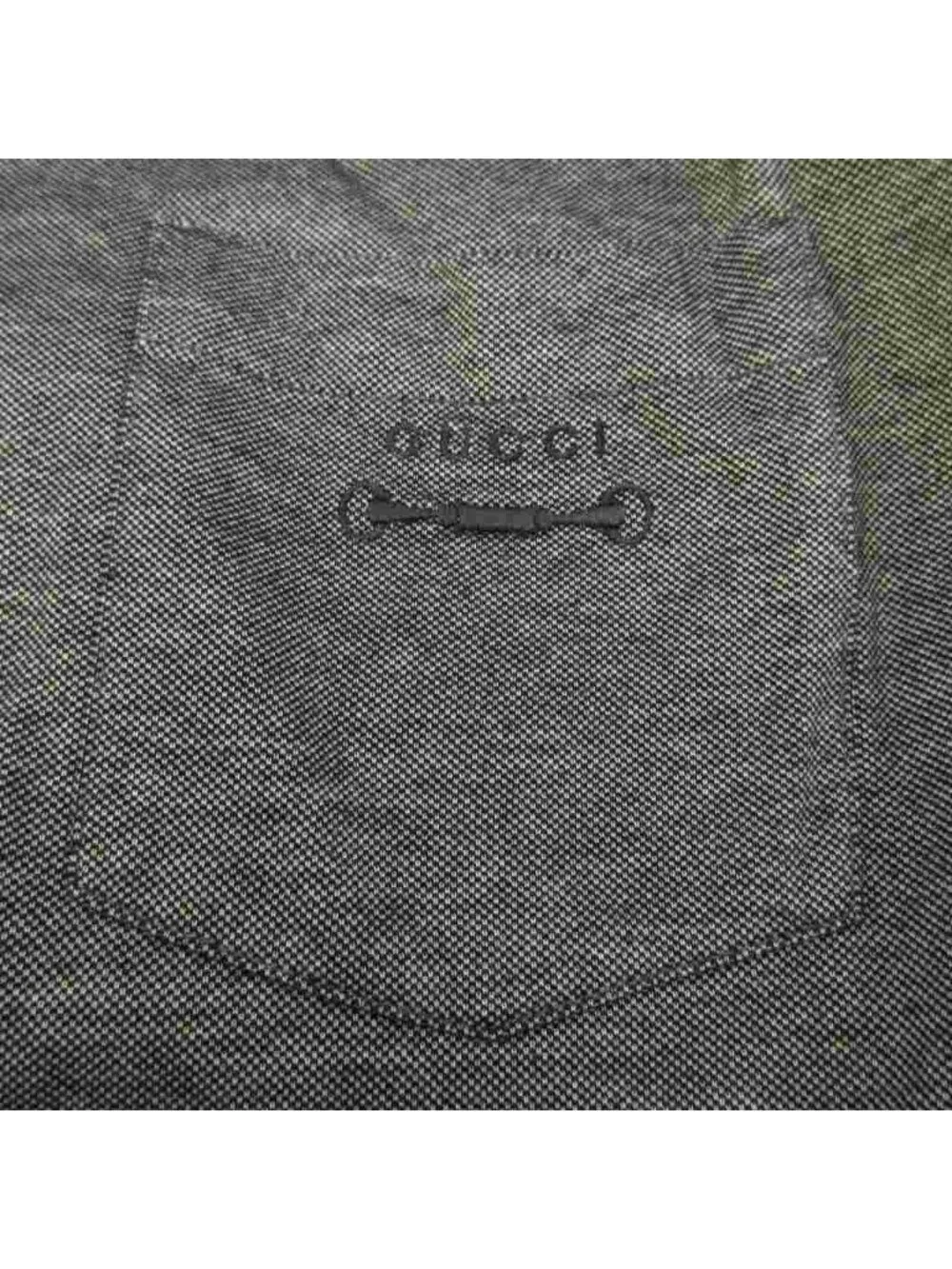Gucci Polo Shirt Long Sleeve Black Embroidery Pocket Ribbed Collar NP